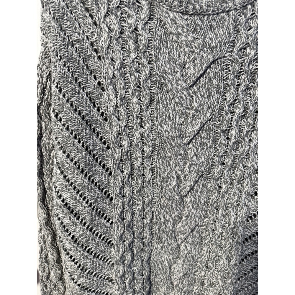 Express Sweater Womens XS Grey Cable Knit Pointelle Pullover - Picture 4 of 7